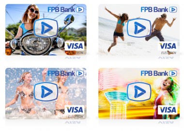 Разработка элементов визуальной коммуникации бренда: дизайн серии пластиковых карт для основного отделения ФПБ Банка.